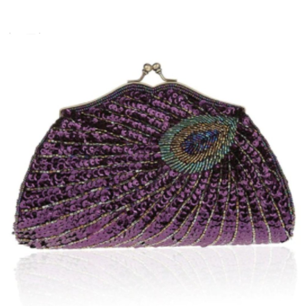 PURPLE PEACOCK CLUTCH